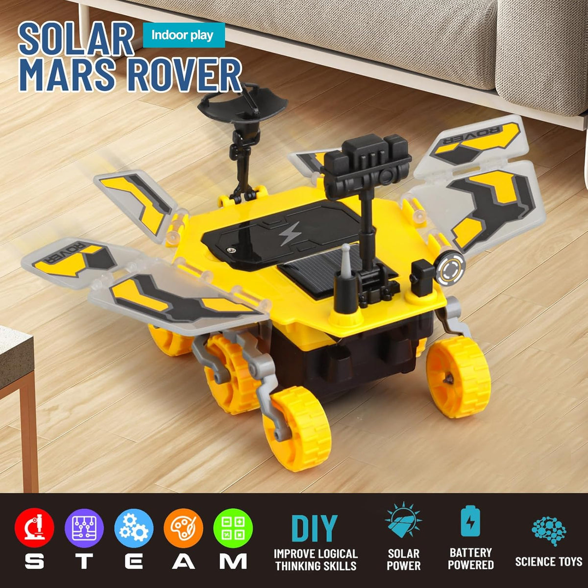 CEDQ Solar Robot Kit-Mars Rover STEM Educational Toys for Boys Ages 8-12 Kids Space Toys DIY Science Kit with Two Energy Modes Explore Solar Energy Toys as Birthday Gifts for 8 9 10 11 12 Years Old