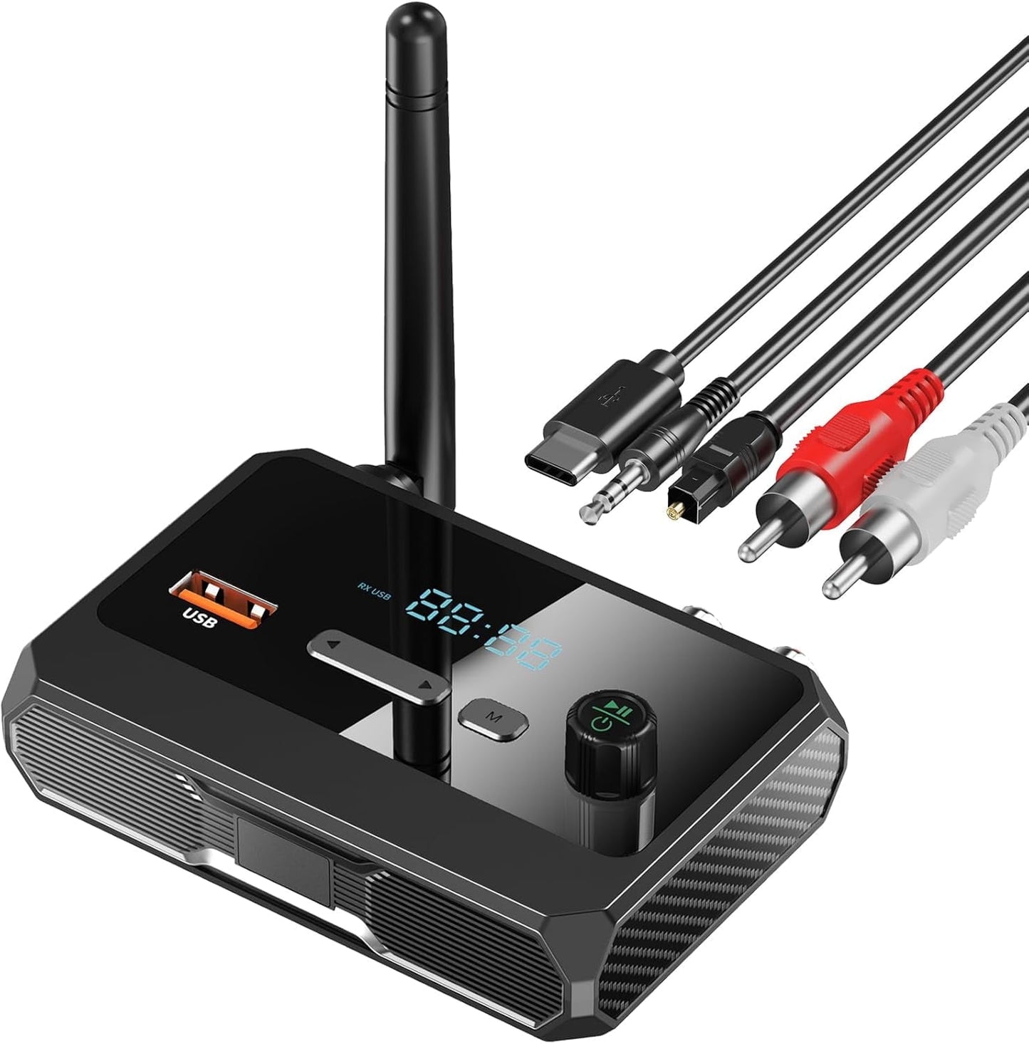 Bluetooth 5.3 Receiver for Home Stereo RCA Bluetooth Adapter Low Latency & HD Music Audio Support Optical AUX 3.5mm RCA Receiver Adapter for Speakers Music Streaming Stereo System