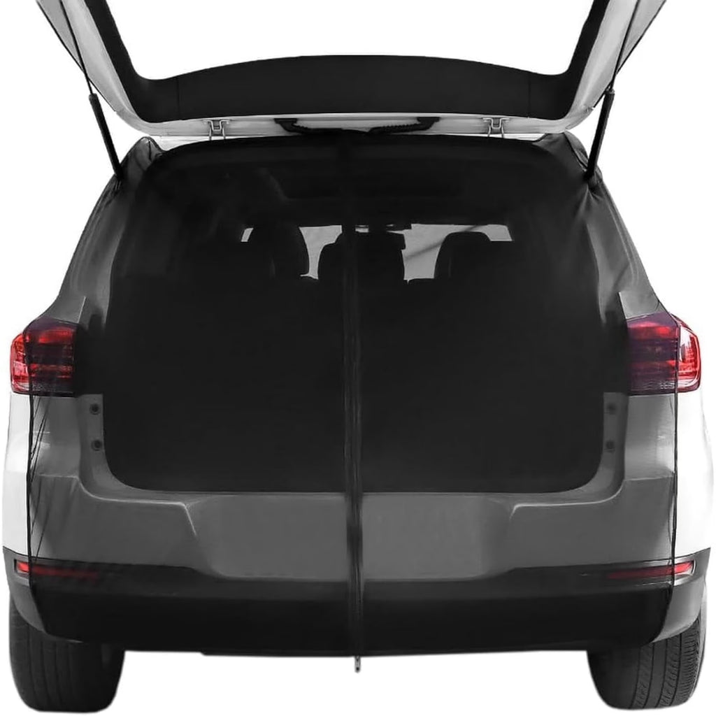 Car Camping Tailgate Mesh Screen for SUV, Magnetic Car Tailgate Mosquito Net with Zipper, Universal SUV/MPV Tailgate Back Door Mosquito Net Car Camping Essentials (58" L x 57" H, Black)