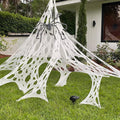 Halloween Spider Web Decorations Outdoor, 450sqft Stretchy Giant Spider Web with 10 Ground Stakes, Polyester Beef Netting Spider Web for Yard Lawn Haunted House Halloween Party Decorations
