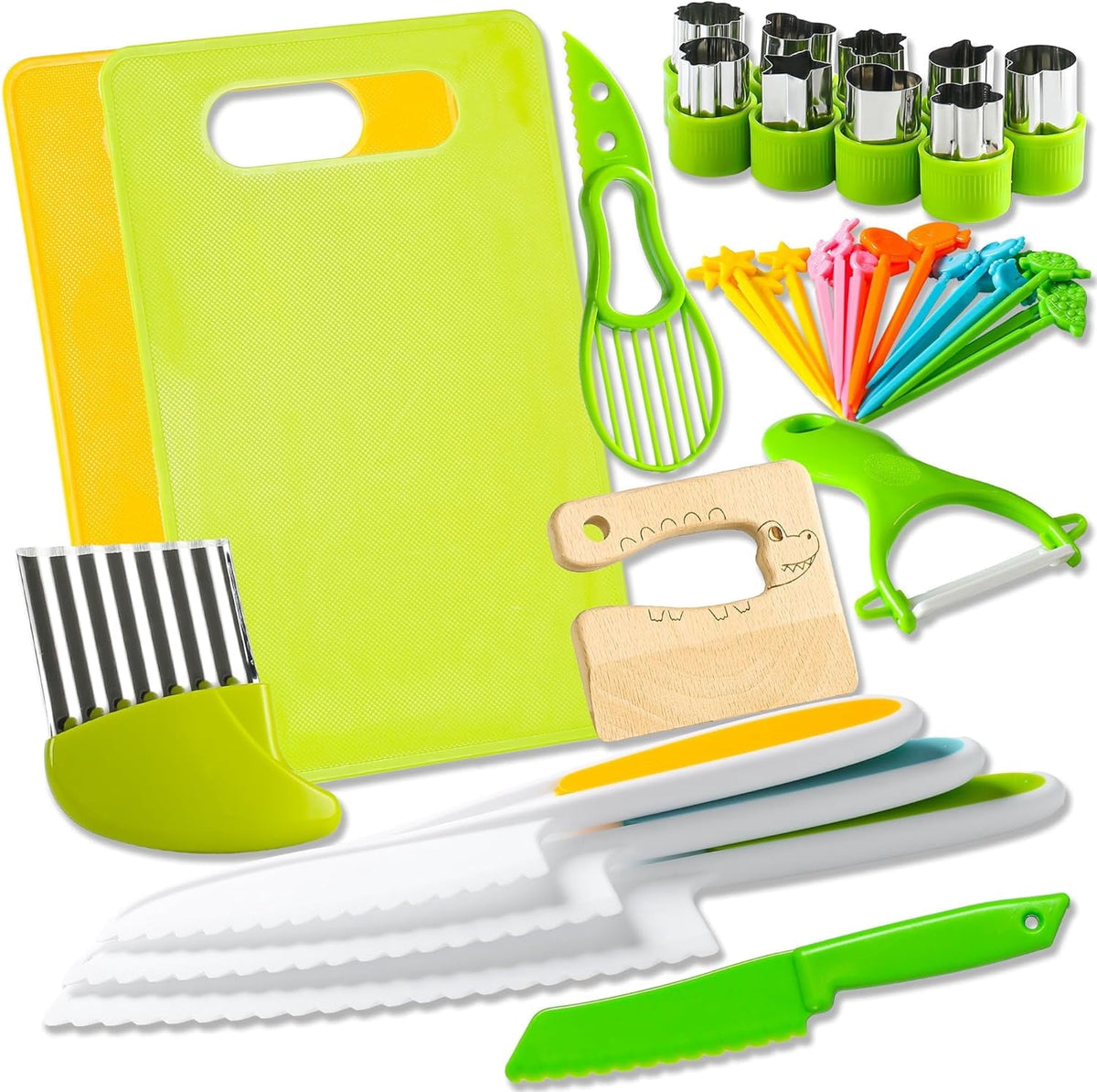 Kids Safe Knife Toys Set Toddler Kitchen Set for Real Cooking 39 PCS Toddler Montessori Kitchen Tool Toy for Girl Boy Age 2-10 Gifts for 2 3 4 5 6 7 8 9 10 Year Old Girl Boy Birthday Christmas