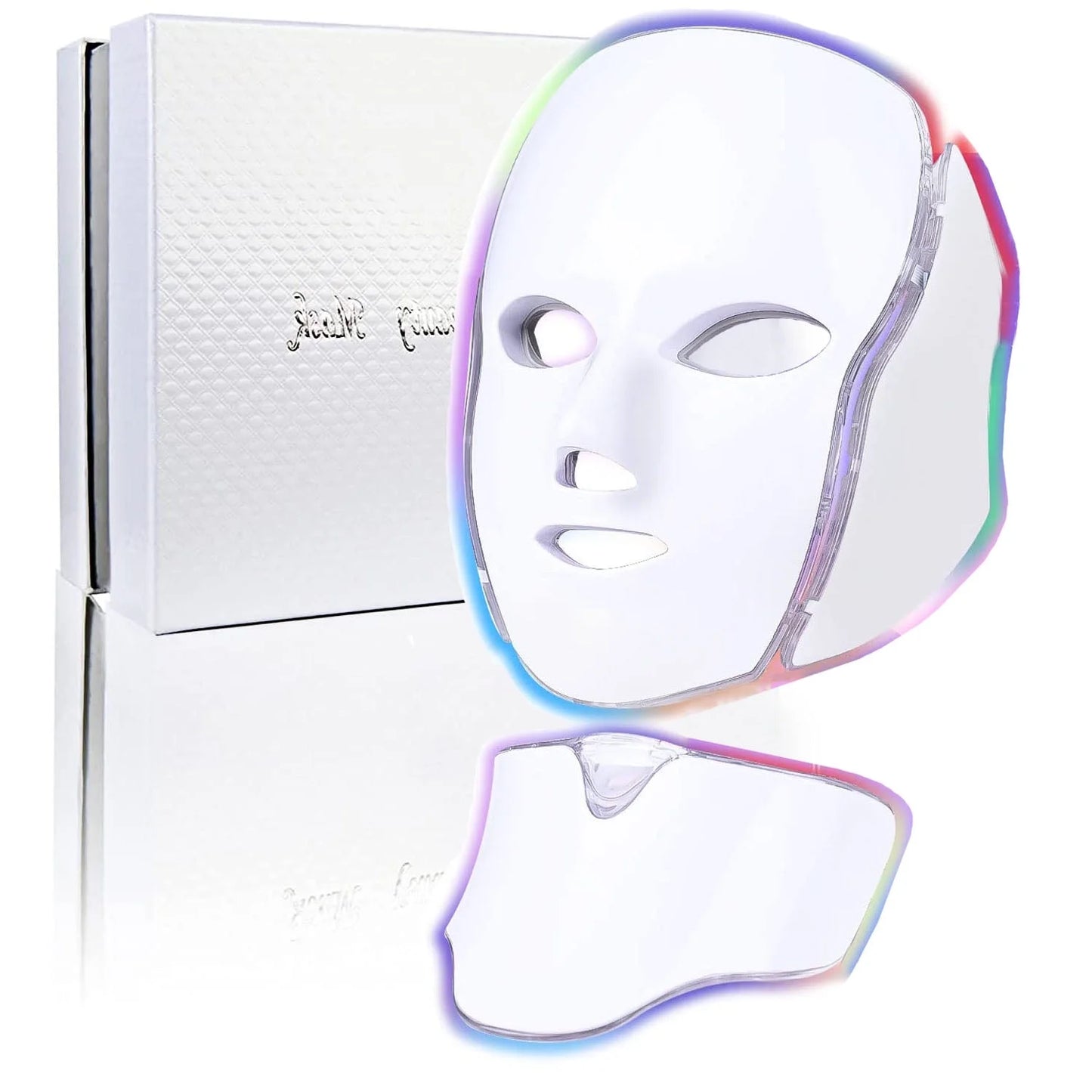 Led Face Mask Light Therapy, 7 Color Led Light Therapy Facial Mask Blue Red Light Therapy for Face Acne Reduction Skin Care Mask