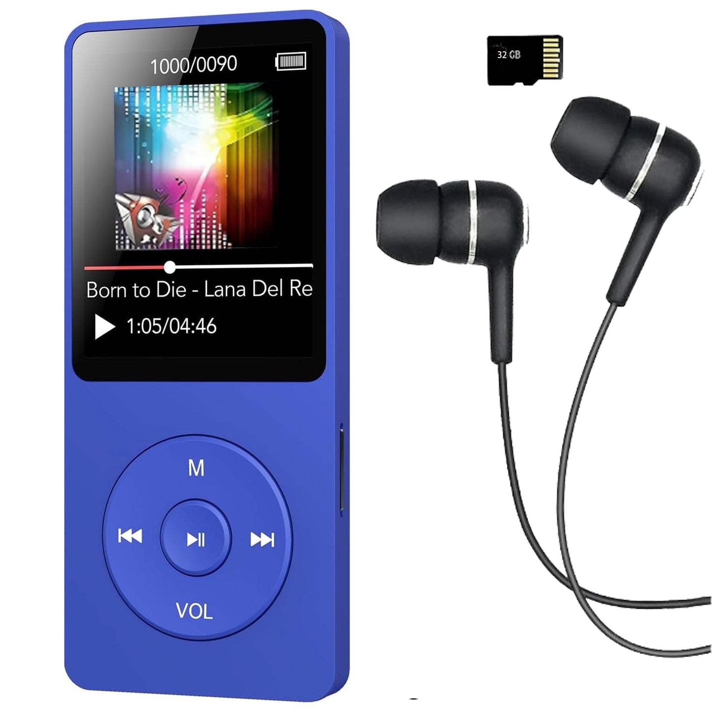 MP3 Player with Bluetooth and 32GB TF Card HiFi Music Player with Built-in Speaker Earphones Multifunctional MP3 Players with FM/Recording/E-Book/Video Supports up to 128GB for Kids Running Walking