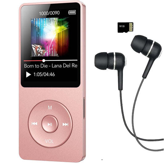 MP3 Player with Bluetooth and 32GB TF Card HiFi Music Player with Built-in Speaker Earphones Multifunctional MP3 Players with FM/Recording/E-Book/Video Supports up to 128GB for Kids Running Walking