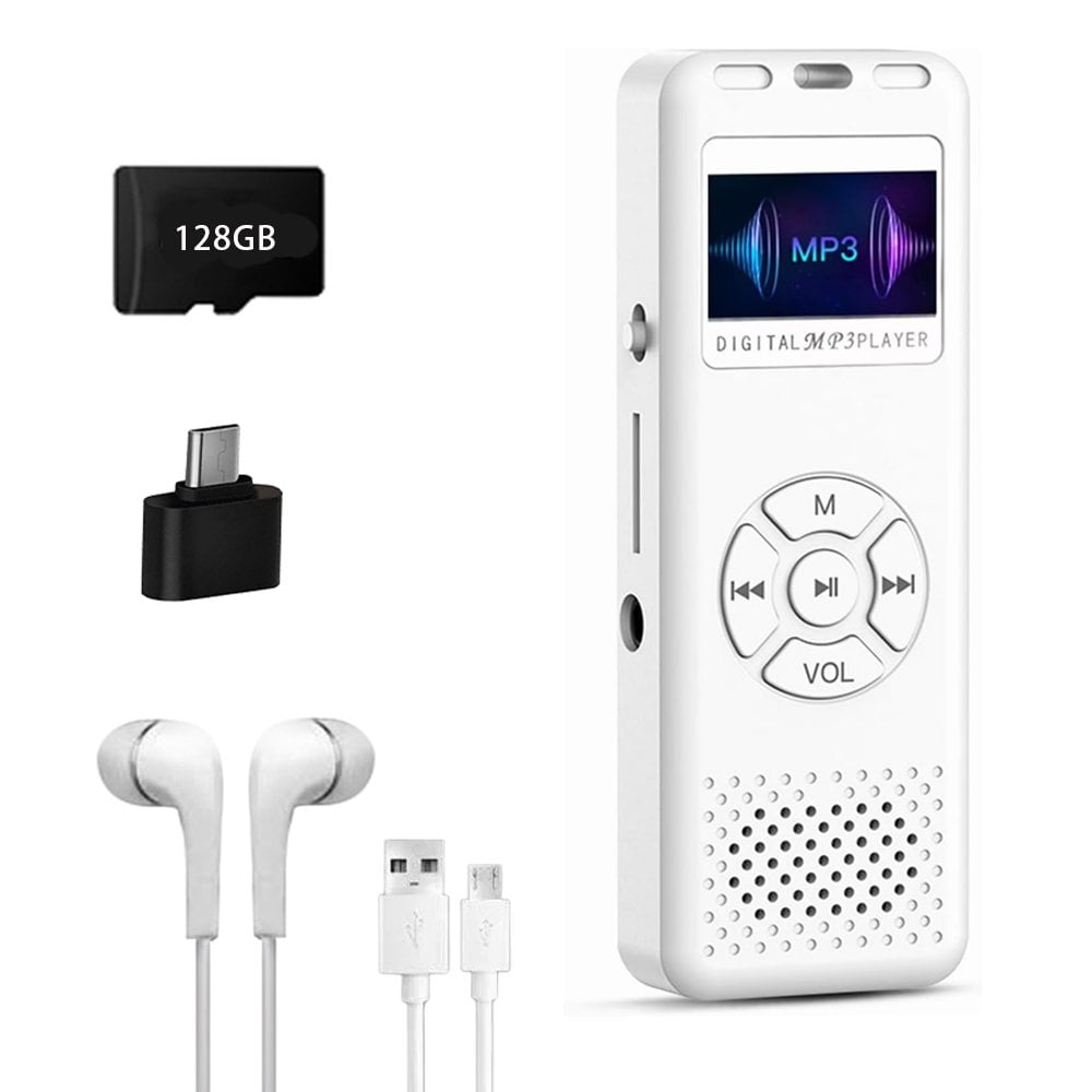 MUSICOZY 128GB MP3 Player Portable Music Player with Built-in Speaker Hi-Fi Lossless Sound Music MP3 Player for Voice Recorder FM Radio E-Book AB Repeat mode with Earphones for Kids Running Walking