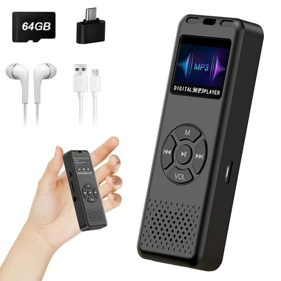 MUSICOZY 64GB MP3 Player Portable Music Player with Built-in Speaker Hi-Fi Lossless Sound Music MP3 Player for Voice Recorder FM Radio E-Book AB Repeat mode with Earphones for Kids Running Walking