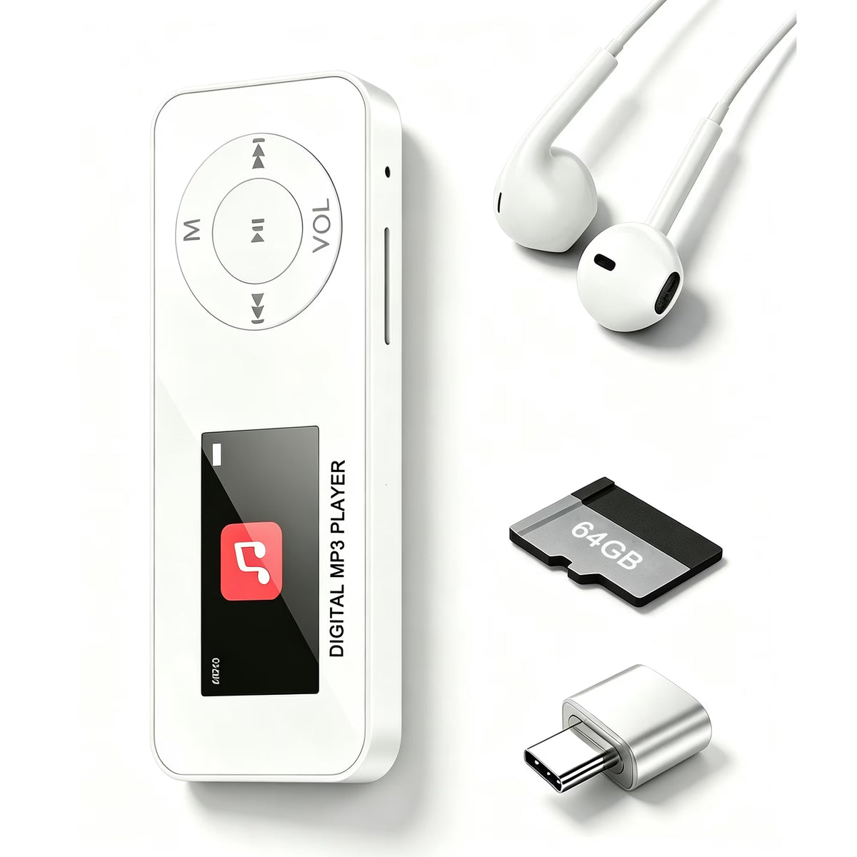 MUSICOZY Bluetooth MP3 Player with Built-in Speaker, 1.1 Inch Mini Digital Music Player, Portable Lossless Audio Player, Support TF Card, Voice Recorder, FM Radio for Students, Running, Travel