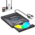 MUSICOZY External CD DVD Drive for Laptop 5-in-1 USB C Portable CD/DVD +/-RW Drive/DVD Player with SD Card Reader USB 3.0 USB C Hub CD ROM Burner for Mac Book Linux OS Windows