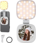 Magnetic Selfie Light for iPhone Instant Attachment for MagSafe CRI95 700lx/0.3m Folding LED Phone Fill Ring Lighting Phone Light with a Mirror for Zoom Makeup Photography Recording Video Conference
