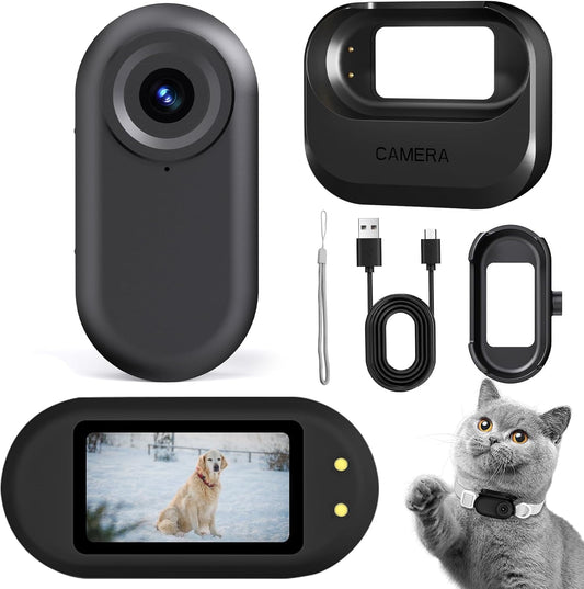 Mini Body Camera 1080p Wearable Thumb Size Cam with Charging Case Pet Camera POV Cam with Motion Detection Photo Shooting Video Recording for Cat Dog Sport Waterproof Black
