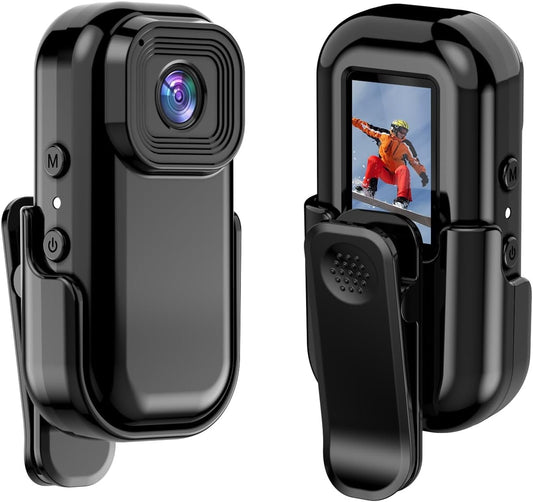 Mini WiFi Action Camera 1080P 30fps Digital Video Camera with 0.96in LCD Screen Built-in Rechrageable Battery Motion Detection with Magnetic Mount Back Clip Protective Cover