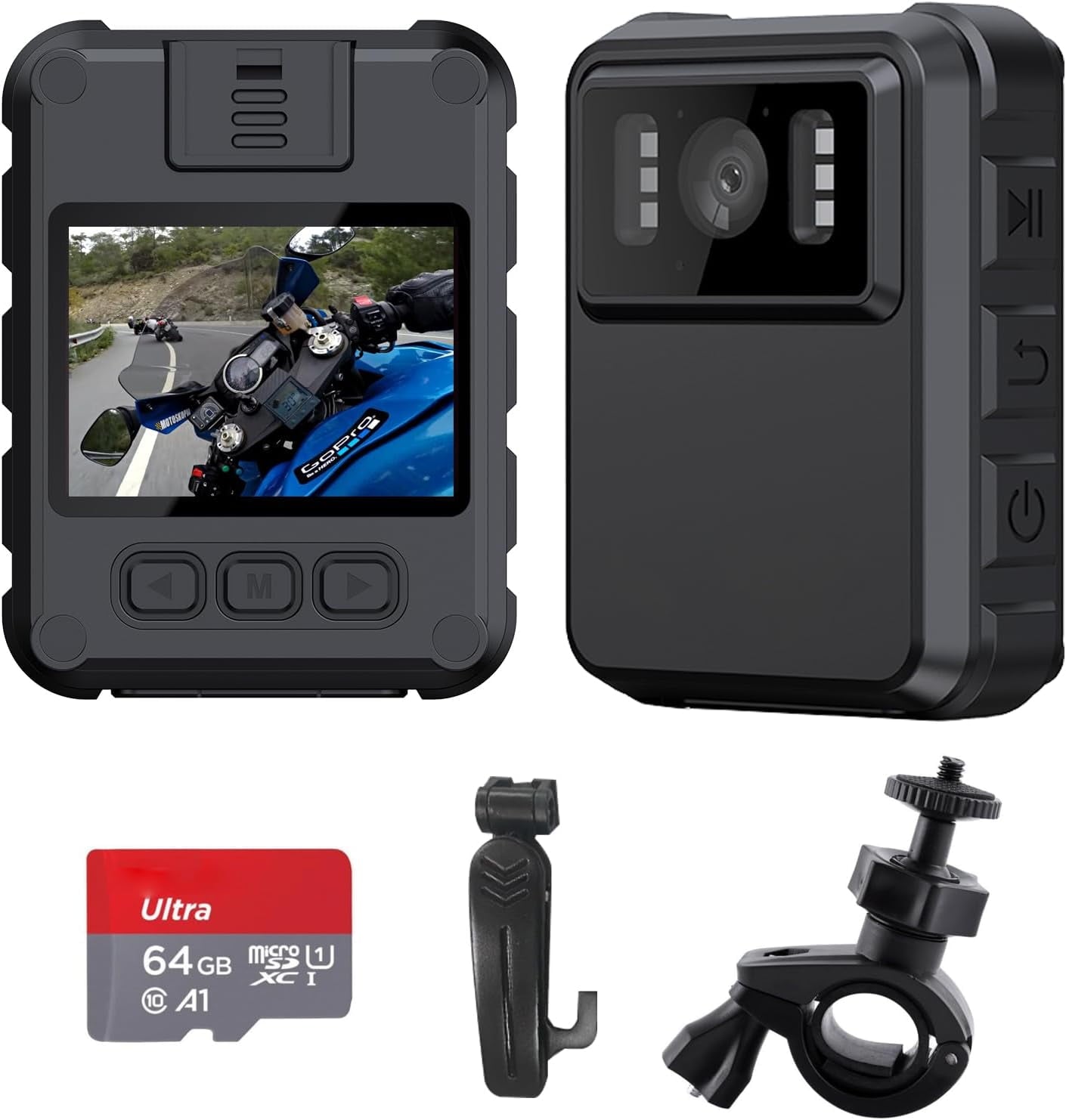 Police Body Cameras with Audio and Video Recording Body Mounted Video Camera Built-in 64GB Personal Wearable Cam with 2.0” Screen Night Vision IP65 for Police Law Enforcement Security(No Wifi)