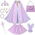 Princess Dress Up kids Costume Props Halloween Christmas gifts 11Pcs Fairy Princess for Toddler Girls Costume Sets Cape Wand Headband Tutu Skirt Jewelry New Year Gifts for Girls3 4 5 6 7 8 Year Old