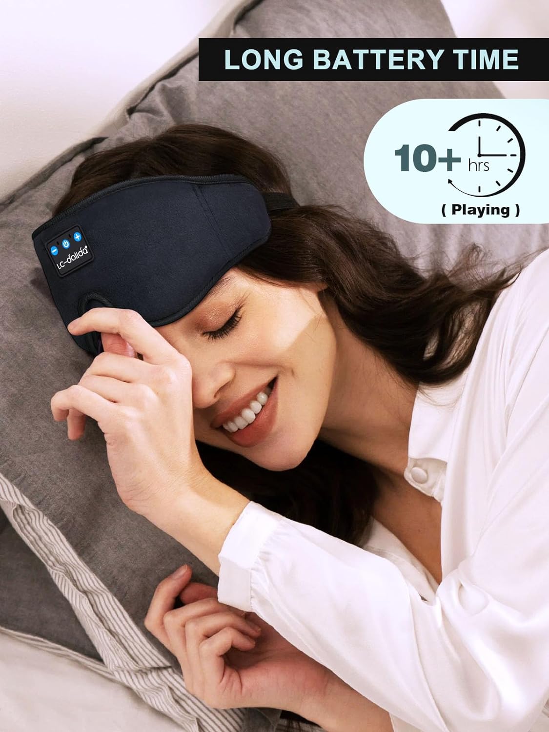 LC-dolida Sleep Headphones 3D Sleep Mask Bluetooth Wireless Music Eye Mask  Sleeping Headphones for Side Sleepers