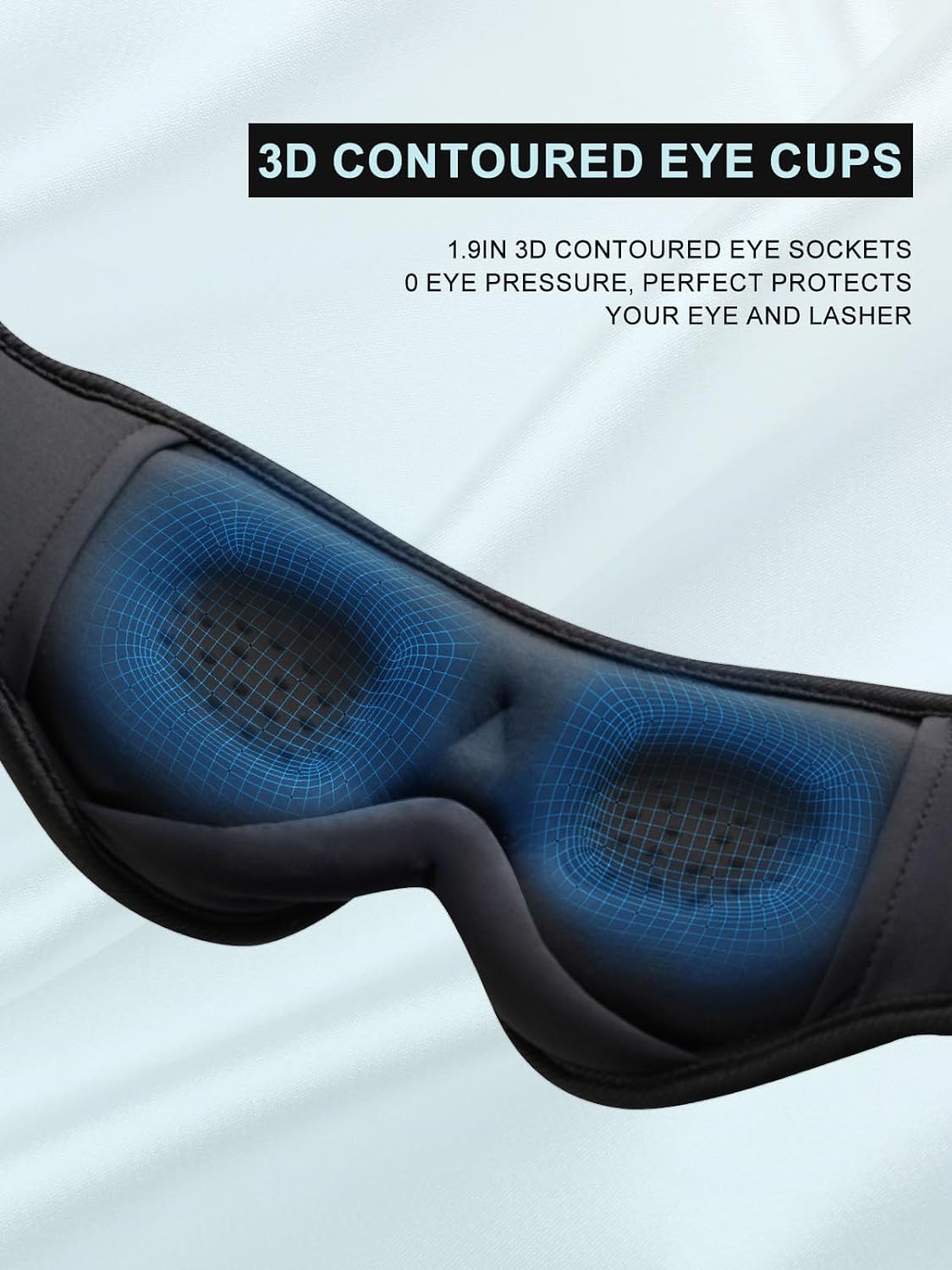 LC-dolida Sleep Headphones 3D Sleep Mask Bluetooth Wireless Music Eye Mask  Sleeping Headphones for Side Sleepers