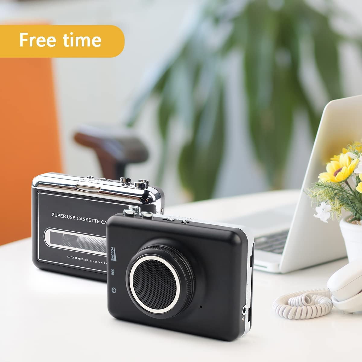 Clear Stereo &Auto Reverse Walkman Cassette Player with Detachable External Speaker-Portable Cassette to MP3 Digital Converter- Convert Tapes to Digital Format via USB-Compatible with MAC Laptops & PC