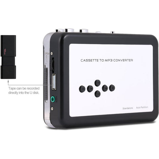 Portable Walkman Cassette Player  Best Overall Standalone USB Cassette to MP3 Converter  Audio Music Cassette Tape to Digital Converter Player (White