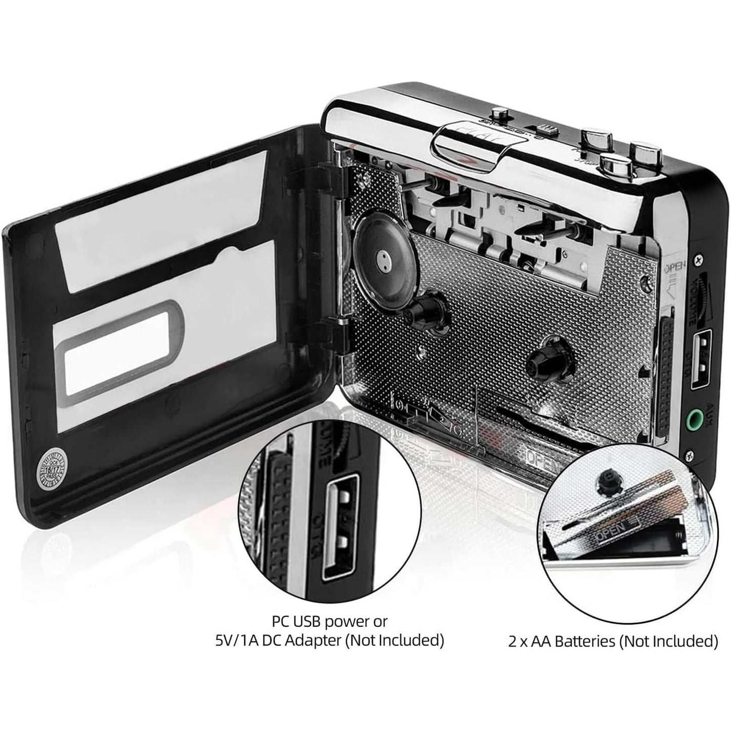 Portable Walkman Cassette Player  Best Overall Standalone USB Cassette to MP3 Converter  Audio Music Cassette Tape to Digital Converter Player (White