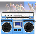 Portable Cassette Boombox  CD Tape Player  80s Retro Bluetooth Boombox  Support SD/USB Input  with AM/FM Radio  Cassette Recorder for Family Gathering Travel Street Dance Blue