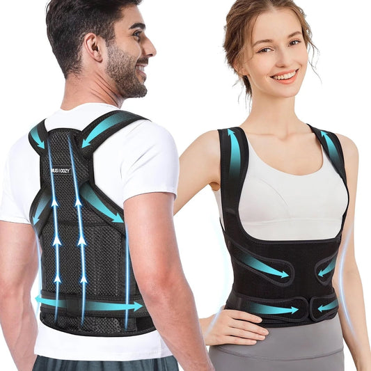 MUSICOZY Back Brace Posture Corrector for Women and Men  Back Straightener Posture Corrector  Scoliosis and Hunchback Correction  Back Pain  Spine Corrector  Support  Adjustable Posture Trainer  Large