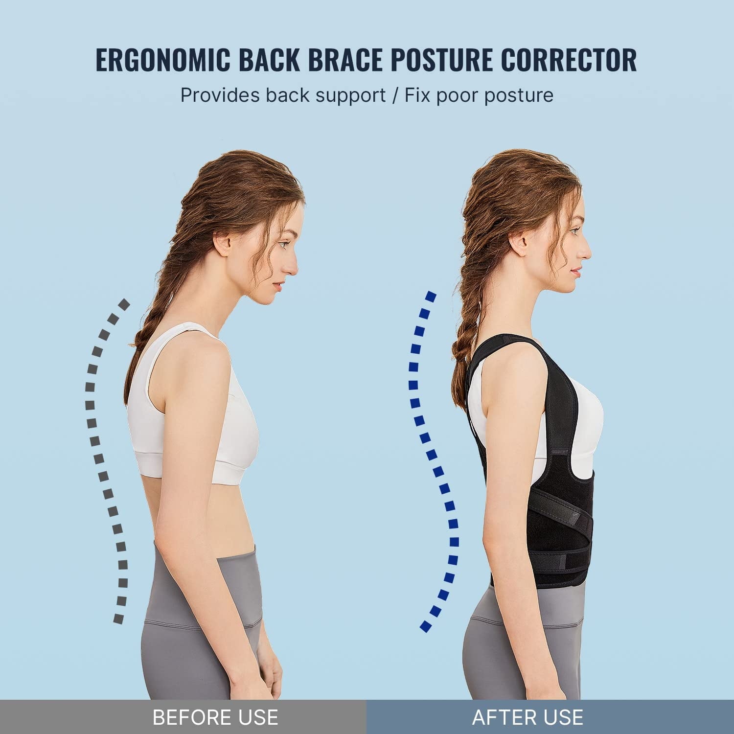 MUSICOZY Back Brace Posture Corrector for Women and Men  Back Straightener Posture Corrector  Scoliosis and Hunchback Correction  Back Pain  Spine Corrector  Support  Adjustable Posture Trainer  Large