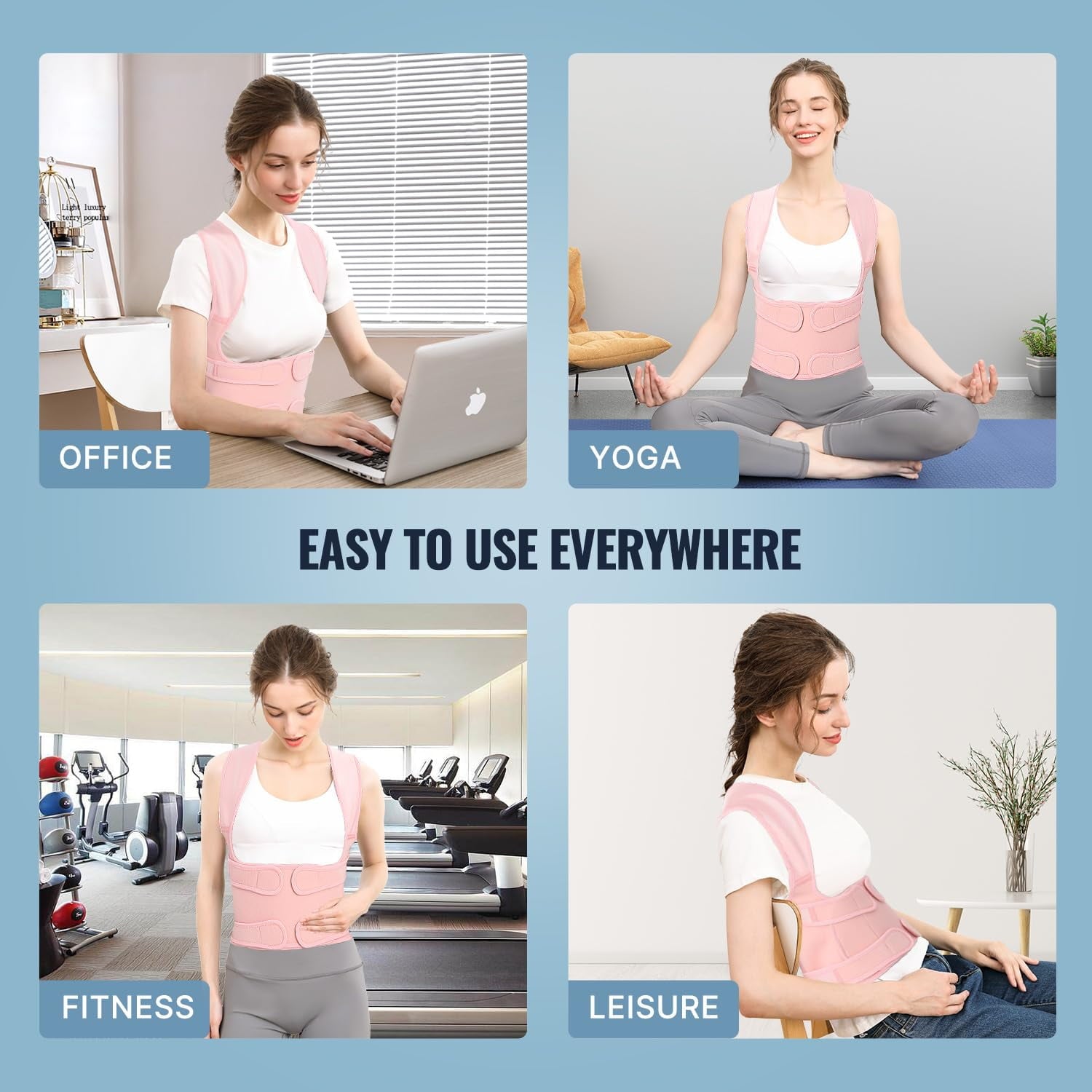 MUSICOZY Back Brace Posture Corrector for Women  Back Straightener Posture Corrector  Scoliosis and Hunchback Correction  Back Pain  Spine Corrector  Support  Adjustable Posture Trainer Pink Medium