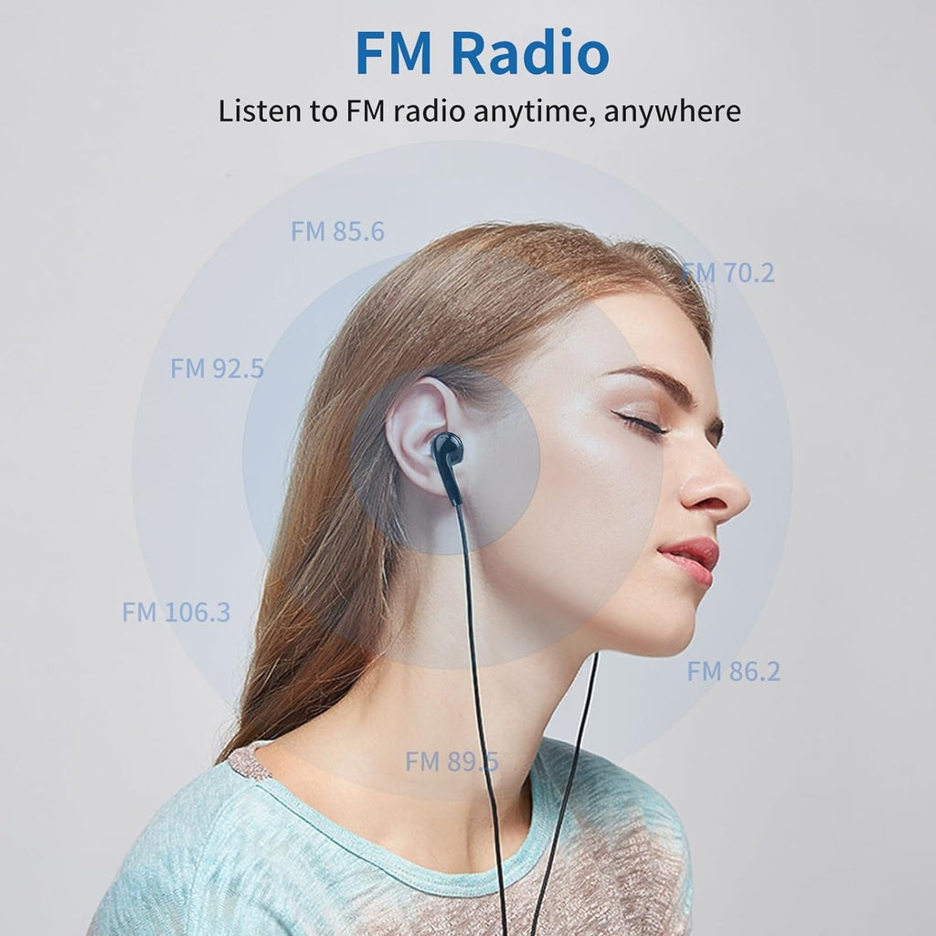MP3 Player  Music Player with 32GB Micro SD Card  Earphone Build-in Speaker/Photo/Video Play/FM Radio/Voice Recorder/E-Book Reader  Supports up to 128GB for Kids Running Walking