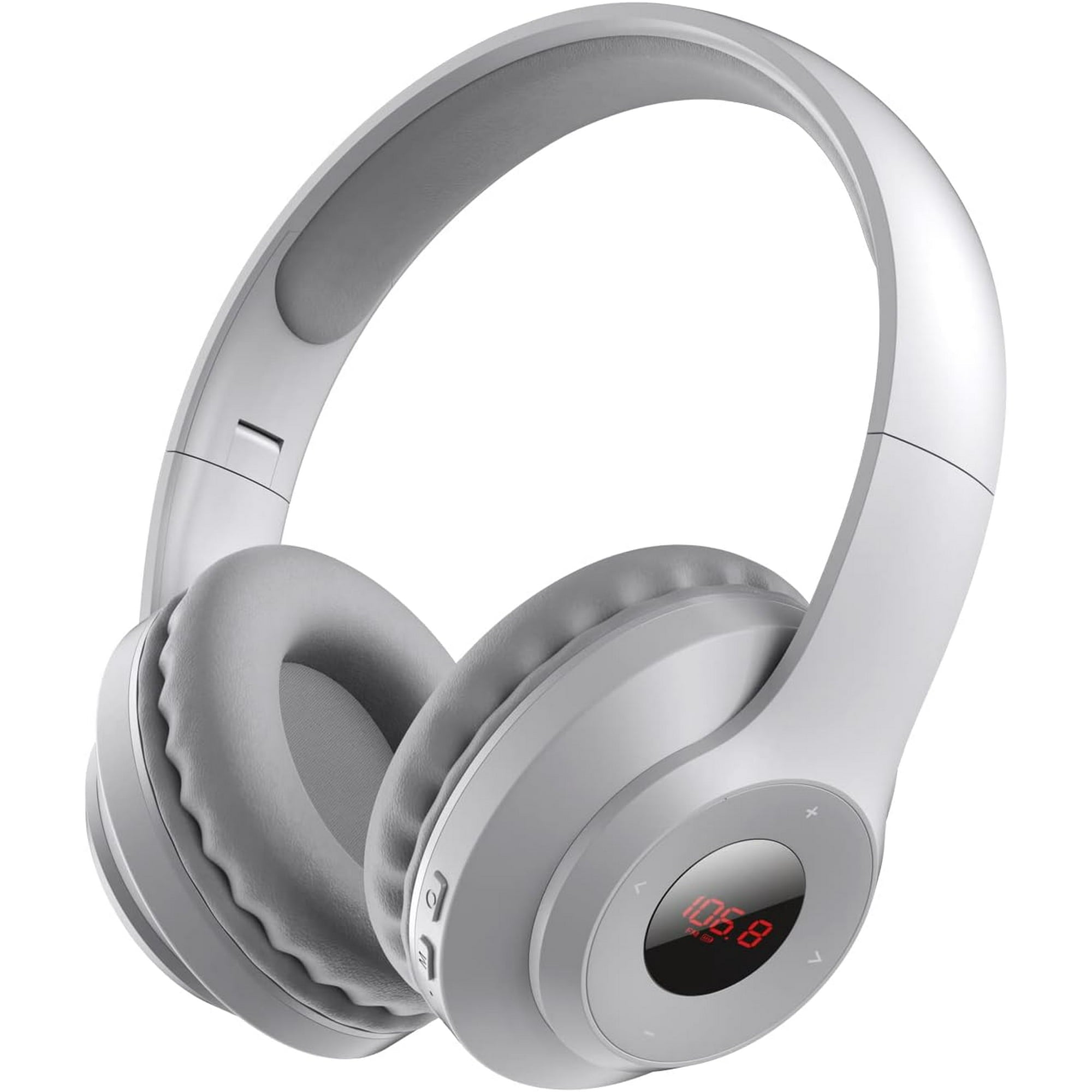 Wireless FM Radio Headphones with Bluetooth  Built-in Microphone  LED Display  Rechargeable & Portable Headphones  Soft Ear Muffs  FM Headset Radio Receiver for Meeting  Works  Hiking  Jogging