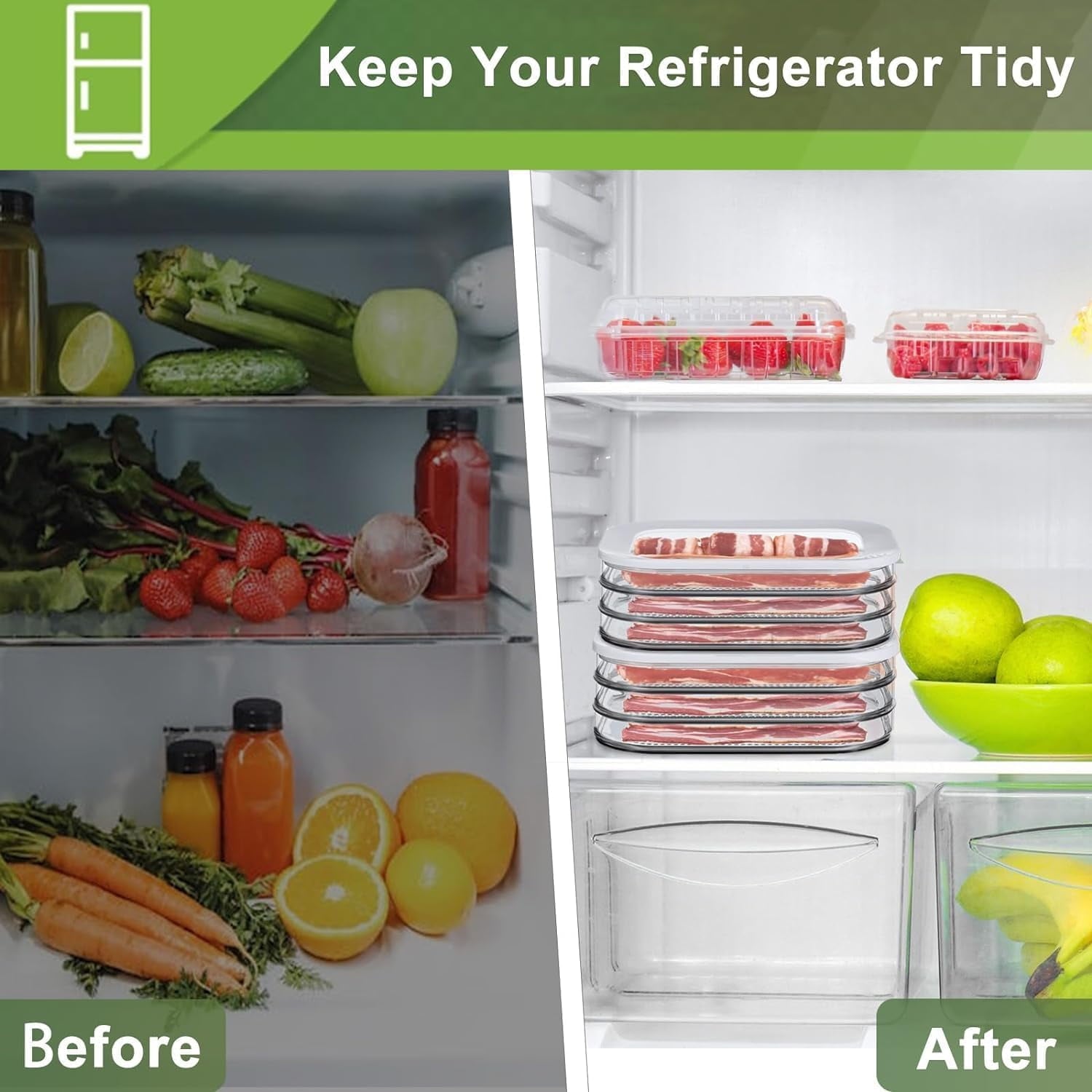 Deli Meat Container for Fridge  Bacon Lunch Meat Container for Refrigerator  Meal Prep Containers  Stackable Food Storage Boxes with Lid for Cold Cuts  Salami  Deli  Lunch Meat  BPA Free  White
