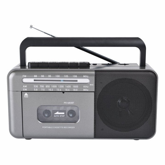 Cassette Tape Player Bluetooth Boombox  Cassette Player AM/FM/SW Radio Stereo  Tape Player/Recorder with Big Speaker and Earphone Jack  USB/TF Card Player  AC Powered or Battery Operated Grey