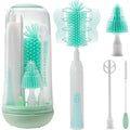 Electric Bottle Brush Cleaner  Rechargable Electric Baby Bottle Brush for Travel  Waterproof Electric Bottle Cleaner Set with Nipple & Straw Brush  Perfect Essentials Gift for Mom After Birth  Green