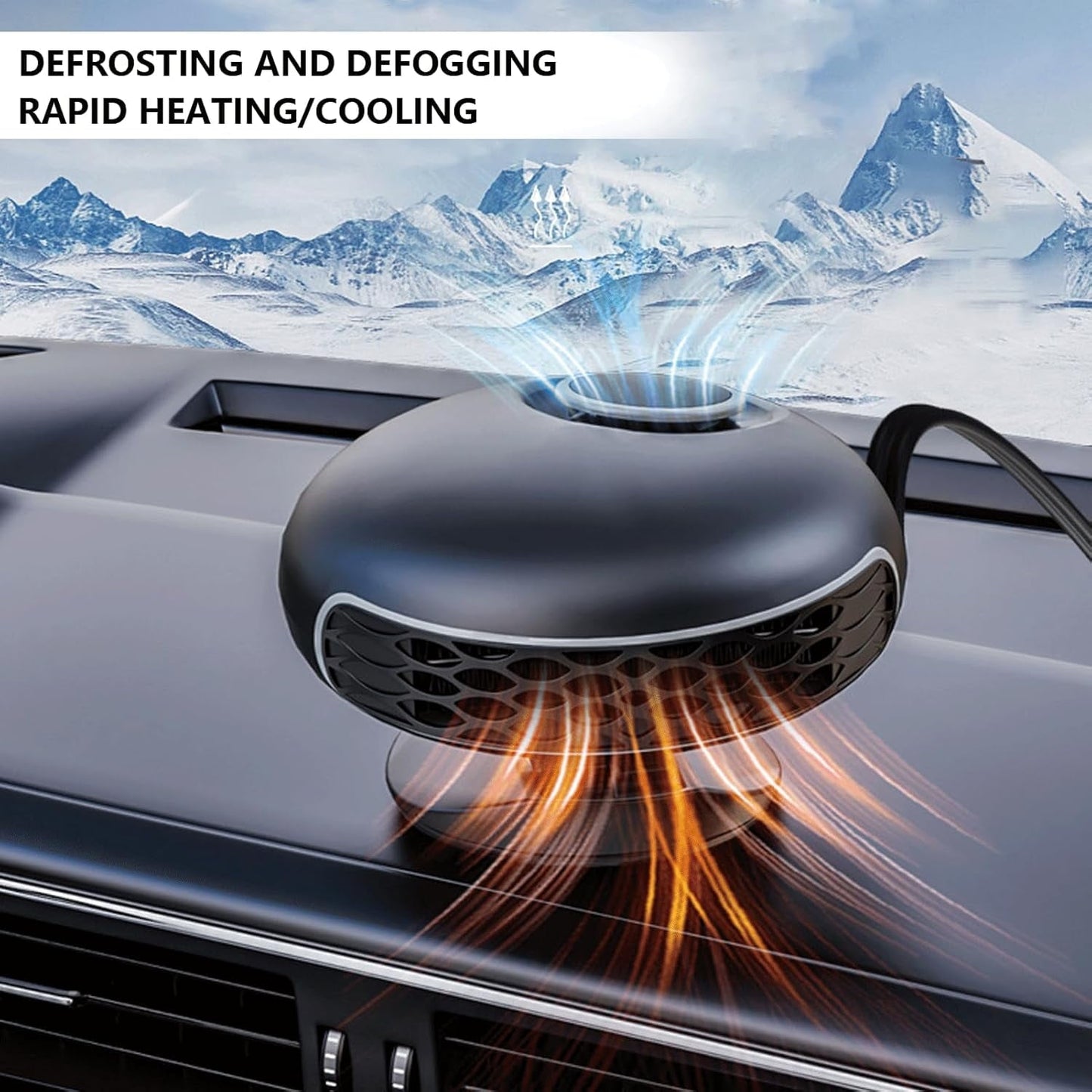 2 in1 Fast Heating and Cooling Car Heaters   Portable Car Heater 12v Car Heater and Defroster  Car Heater That Plugs into Cigarette Lighter 360°Degree Defroster with Rotatable Suction Holder