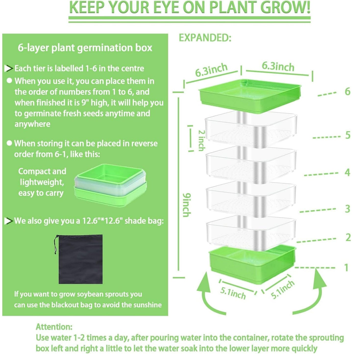 MUSICOZY 4 Layers Seed Sprouting Tray Kit with Drain Holes and Drain Tray  Upgrade Stackable Microgreens Fresh Organic Bean Seed Sprouter Tray Ripple Soil-Free Sprouter Tray for Beans Alfalfa Seeds
