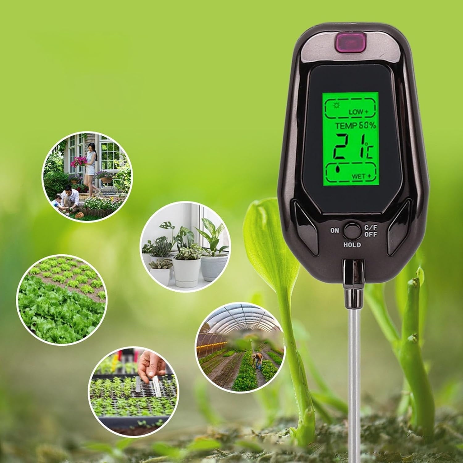 MUSICOZY Soil Tester Moisture Soil Test Kit Light PH Temperature Humid ...