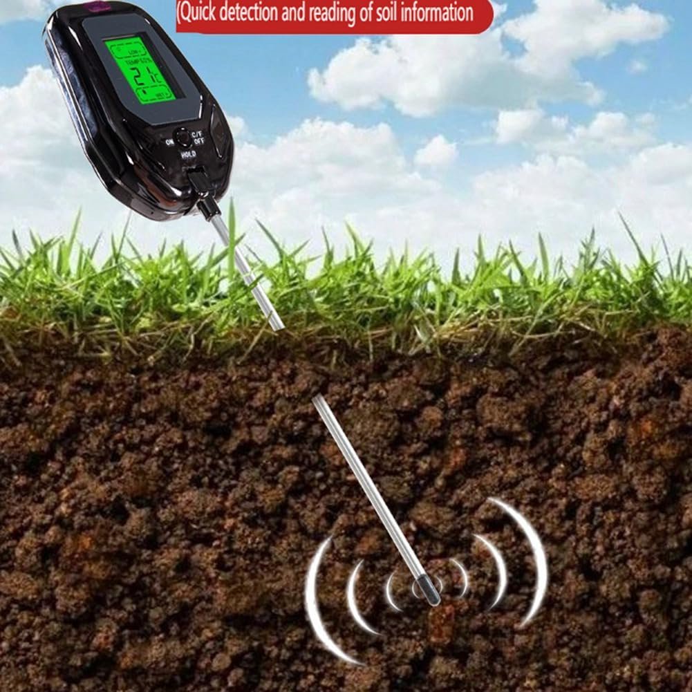 MUSICOZY Soil Tester Moisture Soil Test Kit Light PH Temperature Humidity 5 in 1 Tester Plants Crops Flowers Vegetable Soil Detector