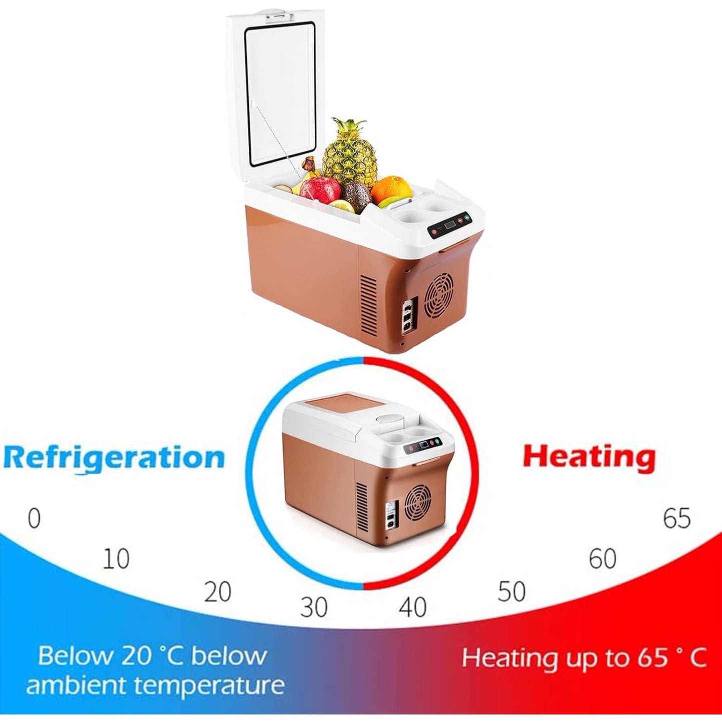 15L Car Refrigerator 12V/24V/110V  Hot Cold Portable Electric Cool Box Mini Fridge Quiet Camping Freezer Vehicle Truck RV Boat Fast Cooling for Both Car And Home Use