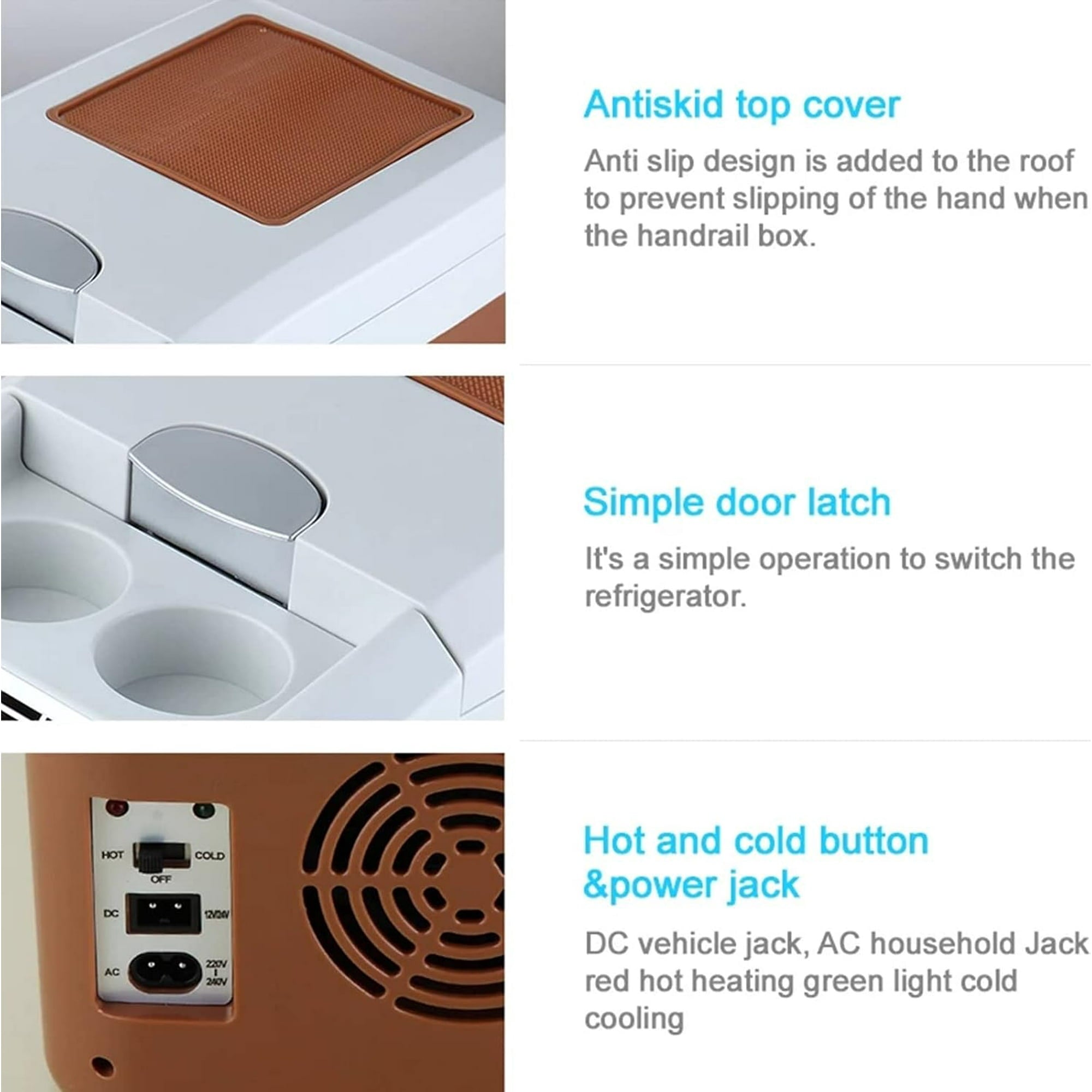 15L Car Refrigerator 12V/24V/110V  Hot Cold Portable Electric Cool Box Mini Fridge Quiet Camping Freezer Vehicle Truck RV Boat Fast Cooling for Both Car And Home Use