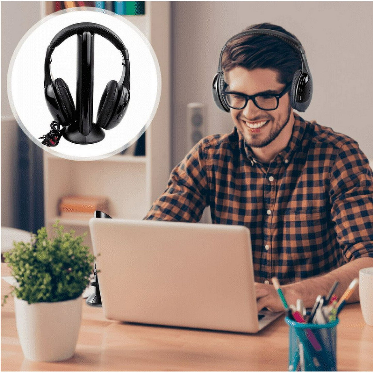 Wireless Headphones for TV Watching 5-in-1 Wireless Headphones Headset Hi-Fi over-on Ear TV Headphones Wireless for Watching Home TV Game Computer Television