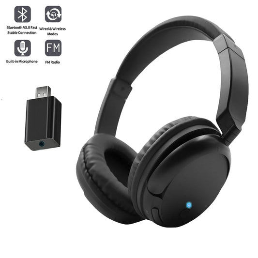 Wireless TV Headphones Wireless Headphones Headset with FM Radio 3 in1 Funcitons FM Wireless TV Headphone HiFi Stereo Lightweight Headphones for Home Office Game Computer
