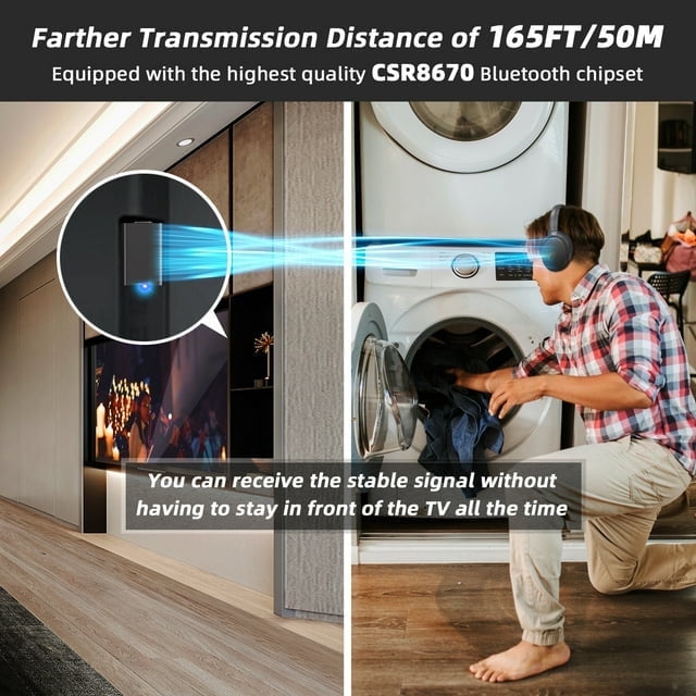 Wireless TV Headphones Wireless Headphones Headset with FM Radio 3 in1 Funcitons FM Wireless TV Headphone HiFi Stereo Lightweight Headphones for Home Office Game Computer