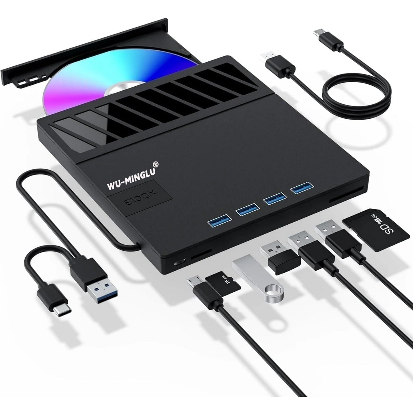 Foreyou External CD/DVD Drive for Laptop  7 in 1 USB Ultra-Slim Portable CD/DVD Player Burner