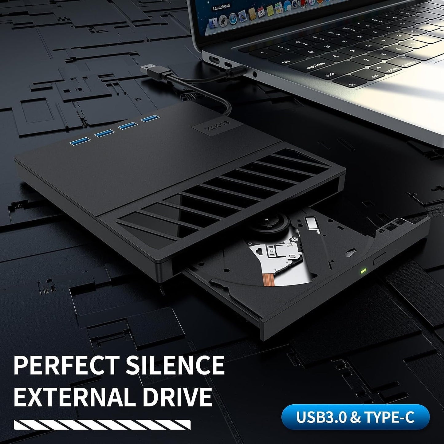 Foreyou External CD/DVD Drive for Laptop  7 in 1 USB Ultra-Slim Portable CD/DVD Player Burner