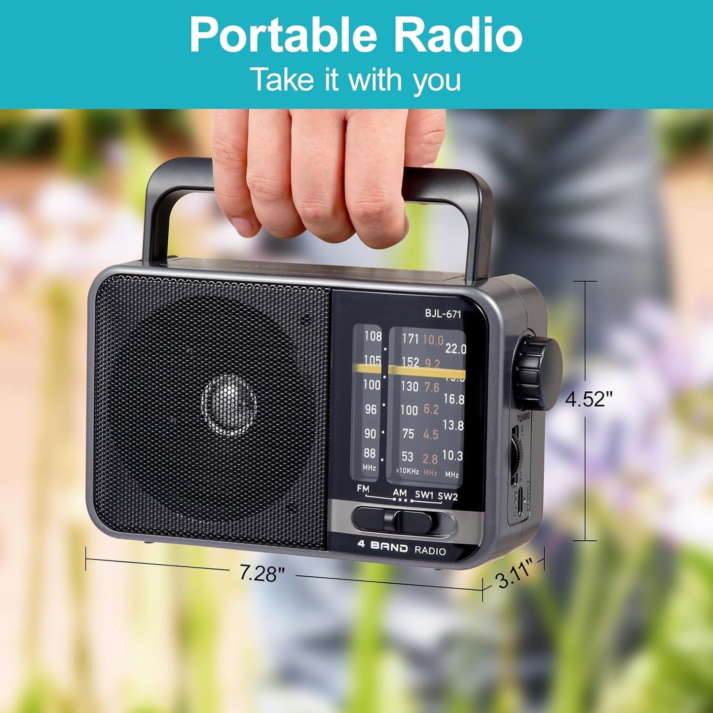 Portable AM / FM Radio Small Operated Analog Radio Portable Shortwave Radio Battery Powered or DC USB Suitable for Home & Outdoor Use Small Gifts for Seniors Elderly