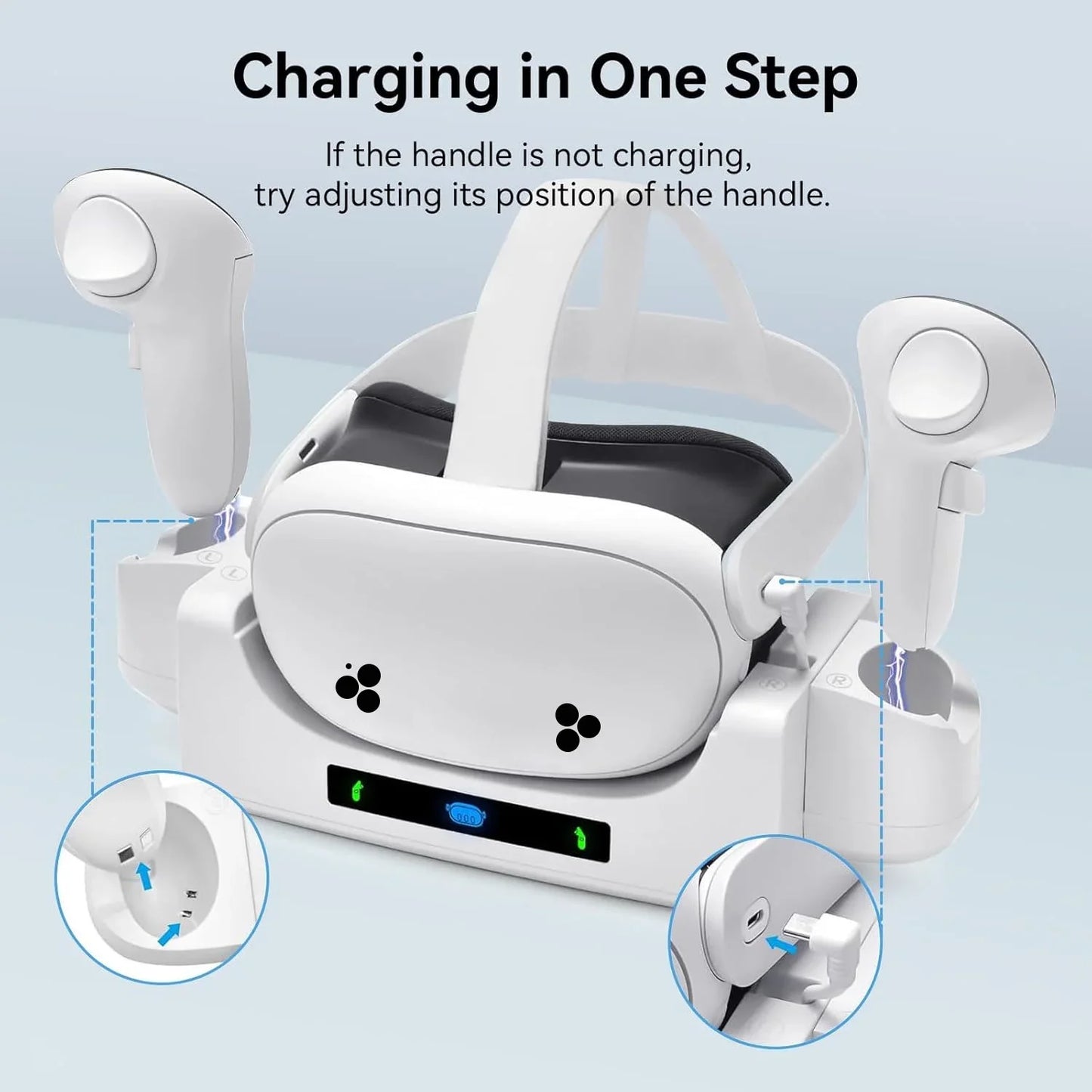 RGB Charging Dock for Oculus Quest 3/3S Charging Stand for Meta Quest 3S Controller and Headset with 2 Rechergeable Batteries Battery Cover|Wall Mount Charging Dock Station for Quest 3S Dual-use