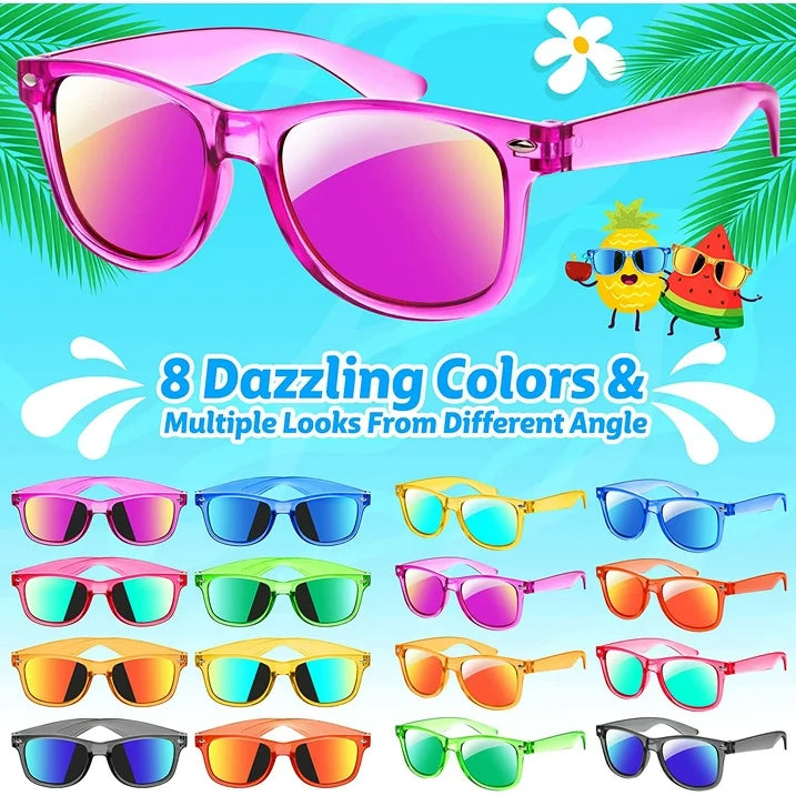 Prociv 24 Pack Kids Sunglasses Bulk  Kids Sunglasses Party Favor  Neon Translucent Sunglasses with UV400 Protection  Boys Girls Age 3-8  Beach Pool Birthday Party Supplies