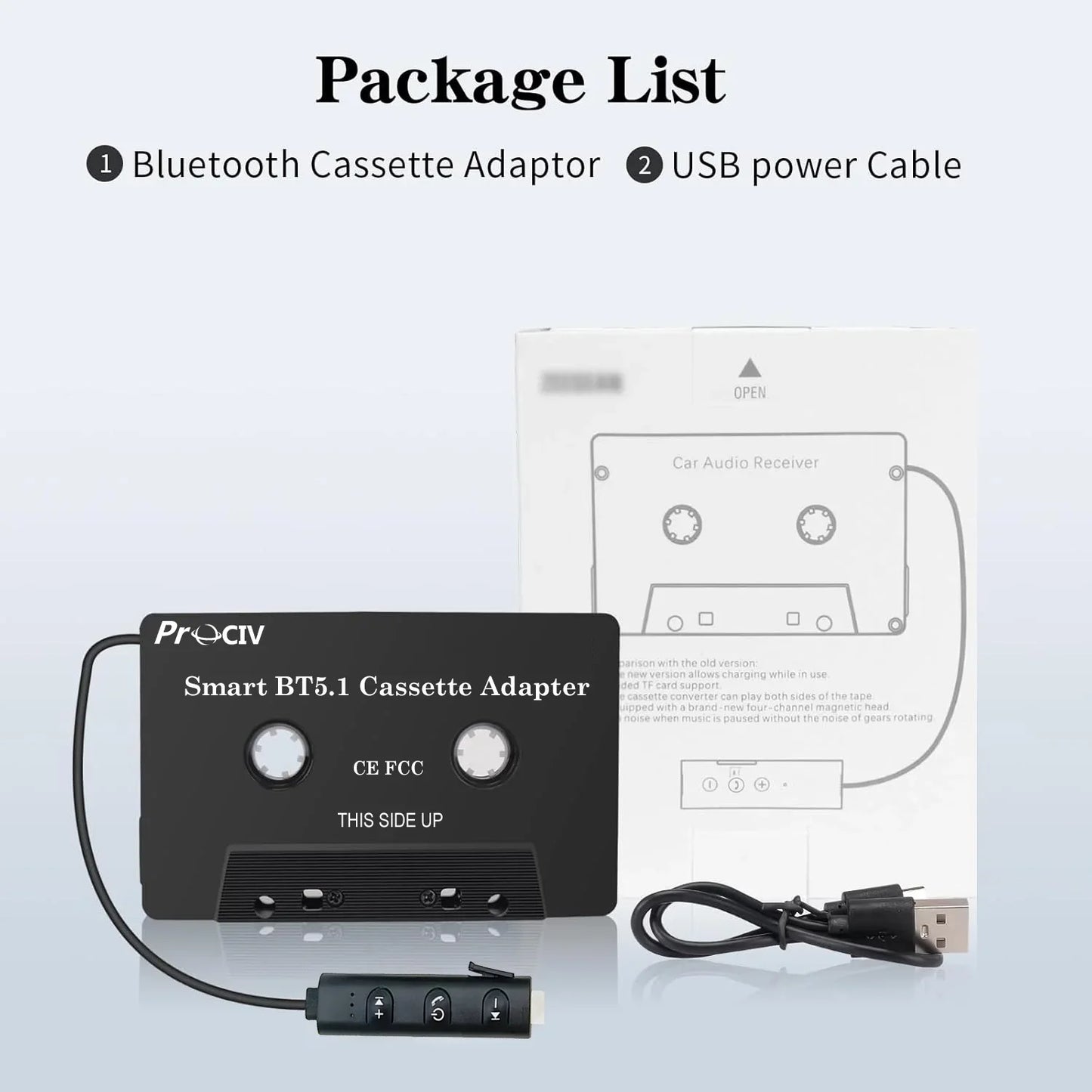 New Car Audio Bluetooth Wireless Cassette Receiver  Bluetooth 5.1 Car Audio Stereo Cassette Vehicle Tape Converter Cassette  Work While Charging Black