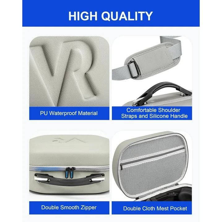 Carrying Case for Meta Quest 3S/Quest 3/Oculus Quest 2/Pico 4/Quest Pro/Vision Pro  Portable Travel Case for Controllers and Other Accessories  Waterproof Shockproof Portable Bag with Mesh Pocket