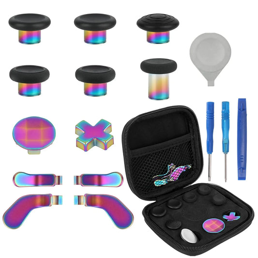 17 in 1 Metal Thumbsticks for Xbox One Elite Series 2  Elite Series 2 Controller Accessory Parts  Gaming Accessory Replacement  Metal Mod 6 Swap Joystick  4 Paddles  2 D-Pads  1 Tool