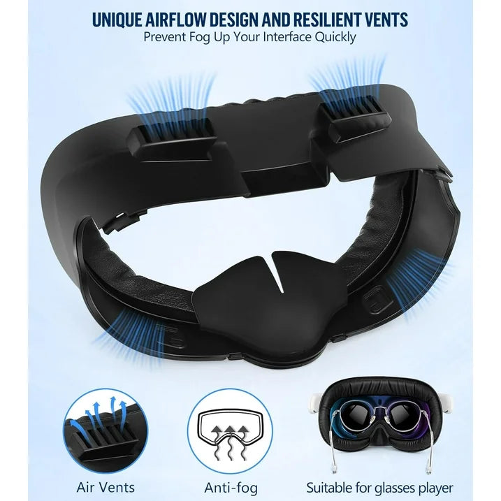 Facial Interface & Face Cover Pad for Meta Quest 3 - VR Accessories Compatible with Meta/Oculus Quest 3  One-Piece Anti-Light Leakage Soft Leather PU & Ice Sponge Face Cushion Pad for Quest 3