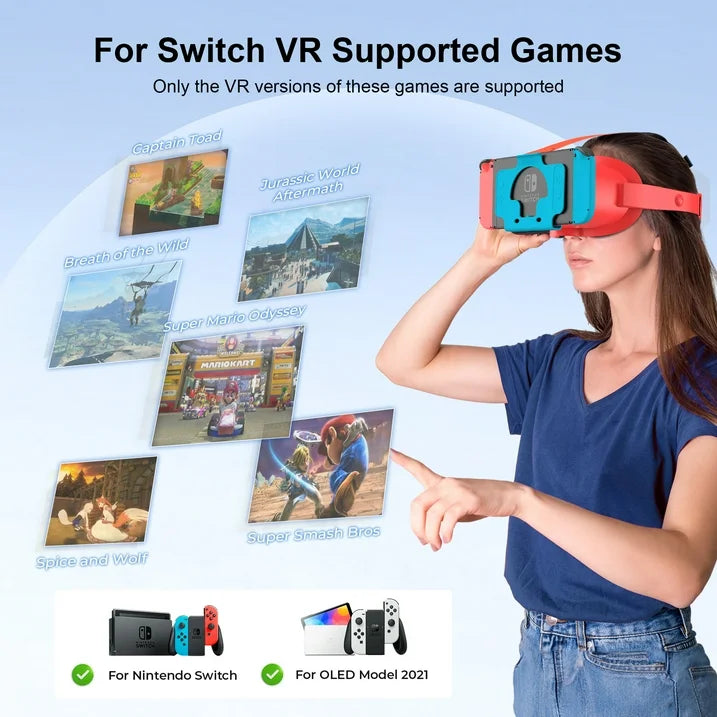 Upgraded VR Headset for Nintendo Switch & Switch OLED Model  3D VR Glasses with Adjustable Lens for Virtual Reality Gaming Experience  Switch VR Labo Goggles Headset for Nintendo Switch(Red)